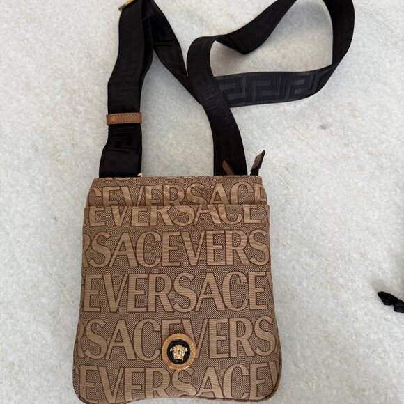 Versace 1020745 La Medusa Canvas Fabric Logo Crossbody All over Bag - Picture 5 of 16